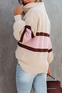 Pulls décontractés unis à patchwork avec col zippé (5 couleurs)