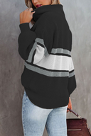 Pulls décontractés unis à patchwork avec col zippé (5 couleurs)