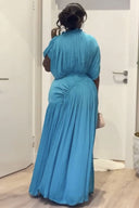 Ruched Waist Relaxed Batwing Sleeve Maxi Dress