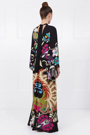 Vestido Maxi Magnífico Pavão Multicolorido