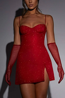Rochie Mini Pixie - Roșu Sclipitor
