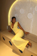 Abito lungo a clessidra arricciato Chic Lemon