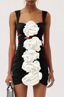 Ensemble Maillot de Bain Noir Floral 3D