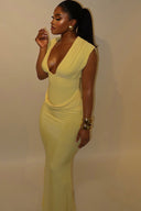 Abito lungo a clessidra arricciato Chic Lemon