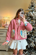 Karierte Rosa Herz Taschenjacke