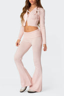 Ensemble top court froncé et pantalon évasé