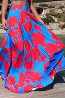Conjunto de falda acampanada sexy con estampado de moda