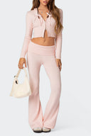 Ensemble top court froncé et pantalon évasé