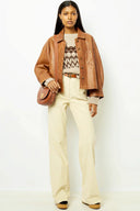 Minimalist Boxy Leather Short Jacket