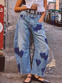 Jeans casual larghi a vita media e gamba dritta
