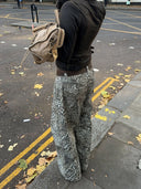 Jeans a gamba dritta con stampa animalier