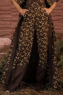 Čokoládový boho kimono a kalhotový set