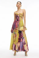 Vestido Maxi Kiara com Estampa Ikat Multicolorida