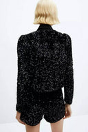 Pailletten Bestickte Jacke & Shorts