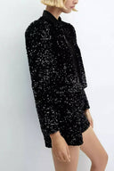 Pailletten Bestickte Jacke & Shorts