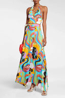 Tief ausgeschnittener V-Ausschnitt Neckholder Print Sexy Badeanzug Set