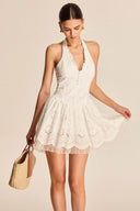 Vestido Mini Branco Sexy em Renda Pura