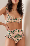 Set bikini floral cu volănașe mici