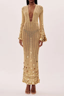 Dolly Gouden Gebreide Maxi Jurk