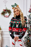 Høj hals jule snemand broderi sweater