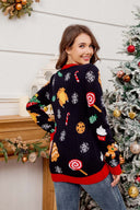 Maglione casual girocollo con albero di Natale ricamato