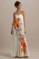 Orange blomst sweetheart maxi-kjole
