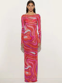 Marm Chiffon Maxikleid