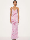 Marmo Bedrucktes Satin Maxikleid