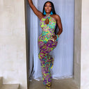 Mono halter con estampado tropical Dopamine