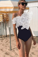 Costum de baie retro din plasă cu dantelă, o piesă