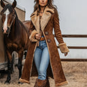 Cappotto Western Retrò in Denim da Donna, Peluche, Autunno e Inverno, Cappotto Caldo