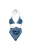 Sexy bikiny s 3D květinami a halterem