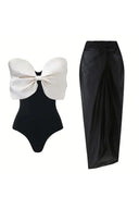 Costume intero con fiocco bianco e nero set