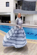 Tie-Dye Slim-Fit Hip-Enhancing Evening Gown