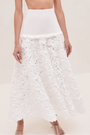 Completo Gonna con Motivo a Mazzo di Fiori 3D Bianco Risi