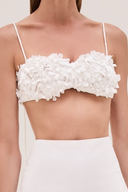 Completo Gonna con Motivo a Mazzo di Fiori 3D Bianco Risi