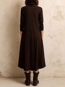 Boho-geïnspireerde midi-jurk met knoopsluiting aan de zijkant