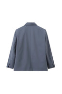 Oversized blazer met zijsplit in staalblauw