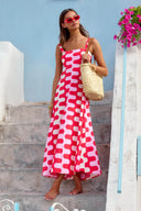 Vacation-Style French Floral Print Maxi Dress