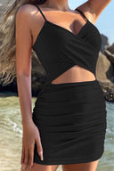 Bodycon mini-jurk met kruisbandjes en uitsnijdingen