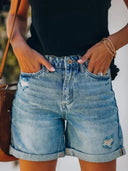 Nowe stylowe postrzępione szorty jeansowe