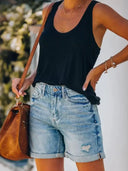 Pantaloni scurți din denim uzat, noi și stilati