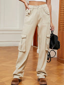 Pantalon cargo en jean à taille élastique rétro