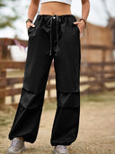 Vintage Street Style Drawstring Cargo Joggers