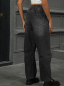 Pantaloni Harem in Denim Lavaggio Rilassato Taglio Corto