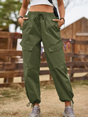 Pantaloni cargo jogger cu șnur, stil stradal