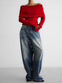 Elegantní přiléhavý zimní svetr Bardot