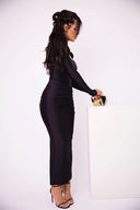 Langærmet Slank Bodycon Fest Midi Kjole