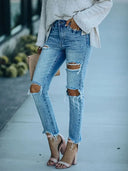 Streetstyle Jeans mit Rissen, Slim-Fit und knöchellang