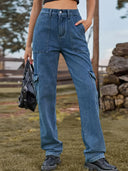Pantalones cargo de mezclilla semielástica vintage lavada